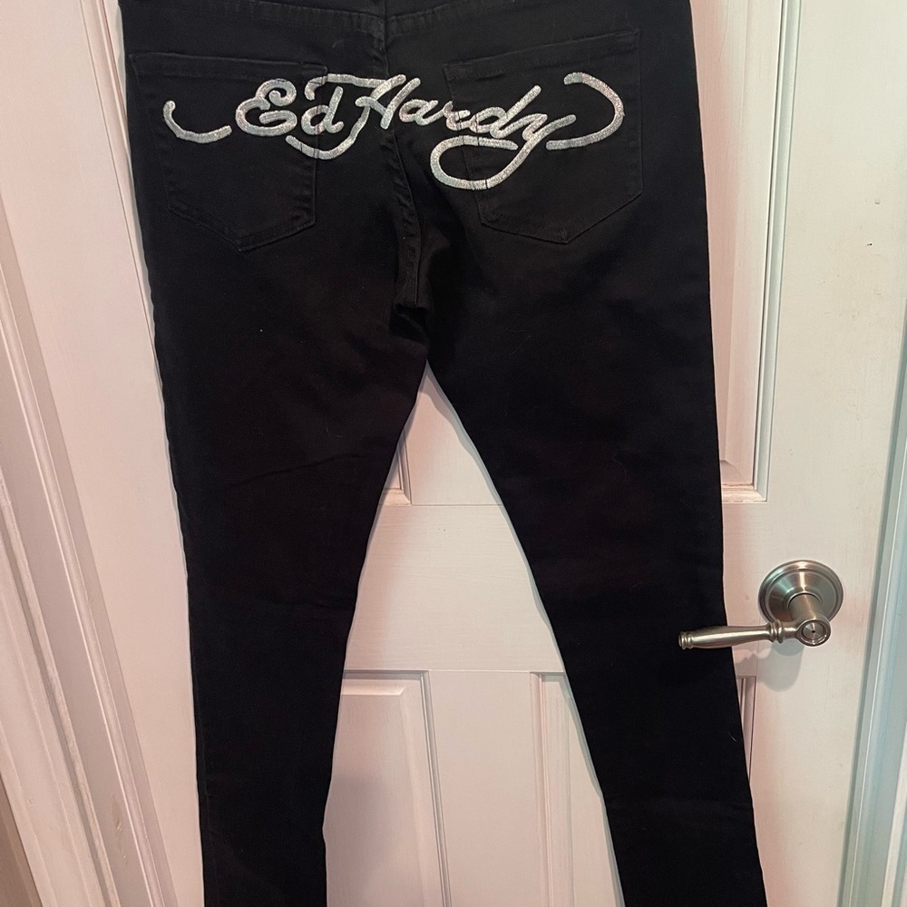 Ed Hardy by Christian Audigier Women’s Black Skinny Jeans 27 Y2K